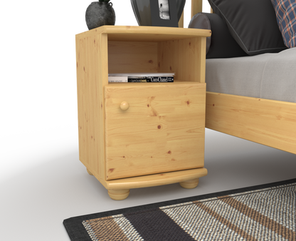 Claudia Kiefer Massivholz Nachttisch Nachtschrank | 1-Regal | 1-Türig | 100% Bio Kiefer