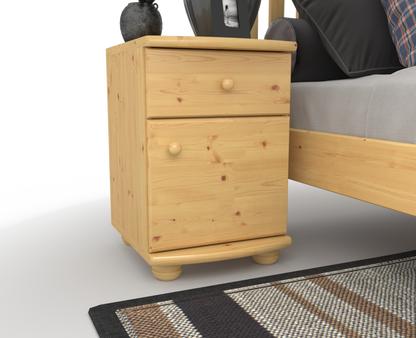 Claudia Kiefer Massivholz Nachttisch Nachtschrank | 1-Schublade 1-Türig | 100% Bio Kiefer