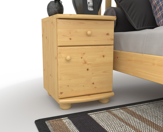 Claudia Kiefer Massivholz Nachttisch Nachtschrank | 1-Schublade 1-Türig | 100% Bio Kiefer