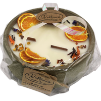 Handbesetze XXL Outdoor Citronella-Betonkerze „Big Grey - Mugge Schreck“ – Mit drei Holdochten - Handgemachter Insektenschutz aus dem Südschwarzwald mit Blütenverzierung