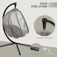 Outsunny Hängesessel mit Gestell - Faltbarer Egg Chair mit Kissen für Garten & Terrasse, Khaki