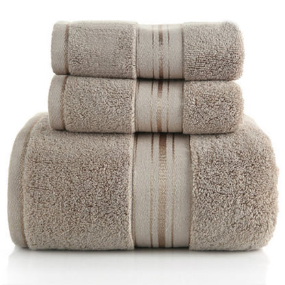 Baumwoll-Handtuch Set 3-teilig - Badetuch 70x150cm + 2 Handtücher 34x75cm