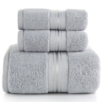 Baumwoll-Handtuch Set 3-teilig - Badetuch 70x150cm + 2 Handtücher 34x75cm
