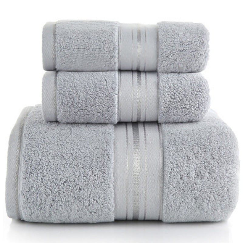 Baumwoll-Handtuch Set 3-teilig - Badetuch 70x150cm + 2 Handtücher 34x75cm