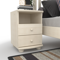 Claudia Kiefer Massivholz Nachttisch Nachtschrank | 2-Schubladen und 1 Regal | 100% Bio Kiefer
