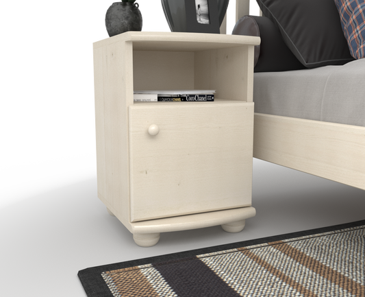 Claudia Kiefer Massivholz Nachttisch Nachtschrank | 1-Regal | 1-Türig | 100% Bio Kiefer