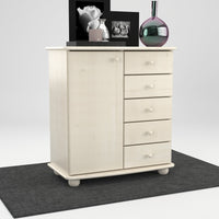 Anika Kommode Sideboard | Anrichte | 5-Schubladen | 1-Türig | 100% Bio Kiefer Massivholz