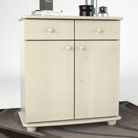 Anika Kommode Sideboard | Anrichte | 2-Schubladen 2-Türig 2-Regalfächer | 100% Bio Kiefer Massivholz