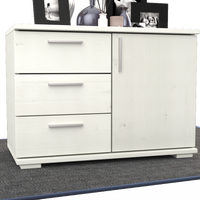 Nobis Kommode Sideboard 1-Türig 3 Schubladen 100% Bio Kiefer Massivholz