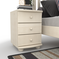 Claudia Kiefer Massivholz Nachttisch Nachtschrank | 3-Schubladen | 100% Bio Kiefer