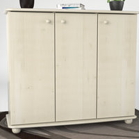 Anika Kommode Sideboard 110er | Anrichte | 3-Türig mit Regalfächer | 100% Bio Kiefer Massivholz
