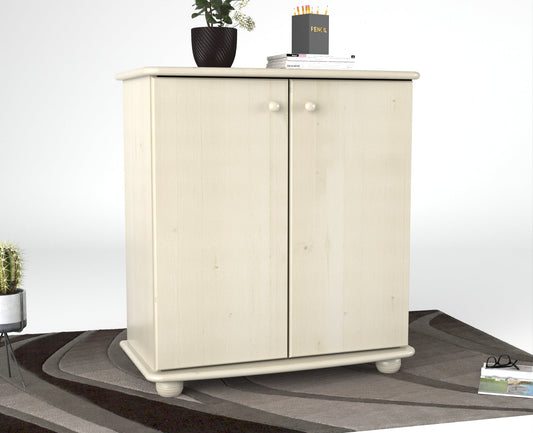 Anika Kommode 93er | Sideboard | Anrichte | 2-Türig mit Regalfächer | 100% Bio Kiefer Massivholz