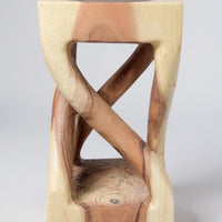 Holz Beistelltisch - Holzhocker Couchtisch - Handgefertigt - Gedreht aus hellen massivem Suarholz - 50x28x28 cm