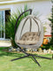 Outsunny Hängesessel mit Gestell - Faltbarer Egg Chair mit Kissen für Garten & Terrasse, Khaki