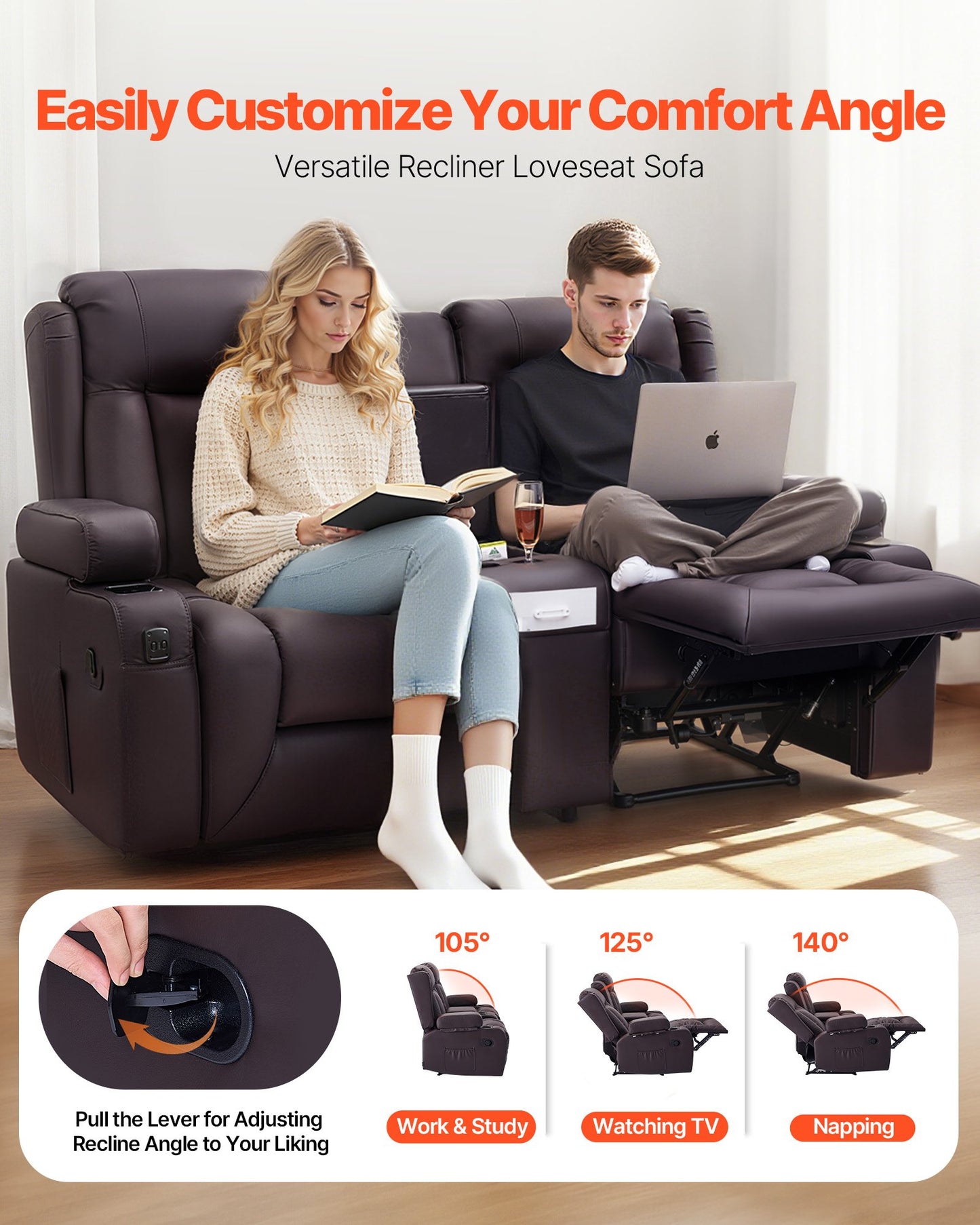 Loveseat Recliner Sofa mit Mittelkonsole – Komfort &amp; Funktionalität vereint