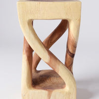 Holz Beistelltisch - Holzhocker Couchtisch - Handgefertigt - Gedreht aus hellen massivem Suarholz - 50x28x28 cm