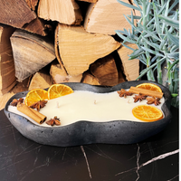 Design-Betonkerze „Wave“ (30cm) – Vanilla Toffee – Organische Form