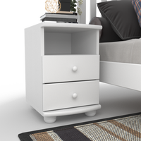 Claudia Kiefer Massivholz Nachttisch Nachtschrank | 2-Schubladen und 1 Regal | 100% Bio Kiefer