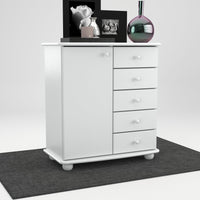 Anika Kommode Sideboard | Anrichte | 5-Schubladen | 1-Türig | 100% Bio Kiefer Massivholz