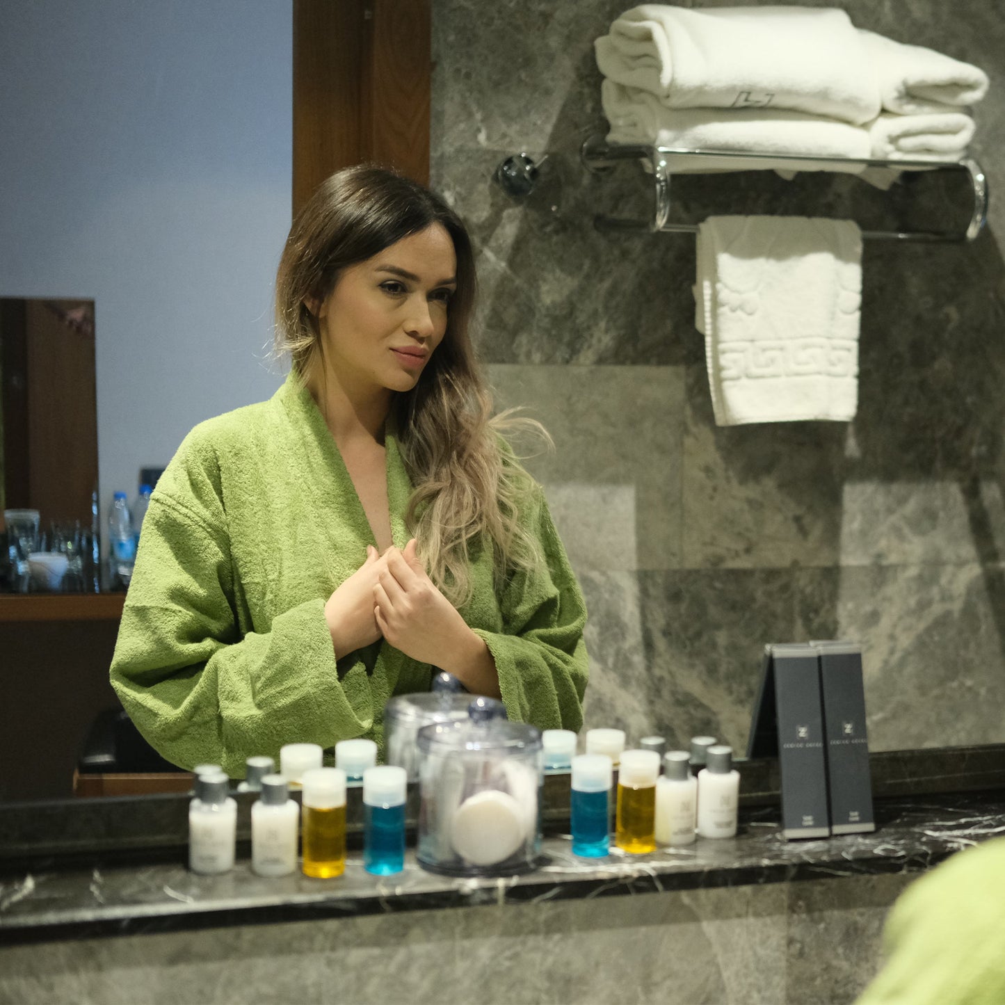 100% Bio-Baumwolle Unisex Bademantel - Olivgrün