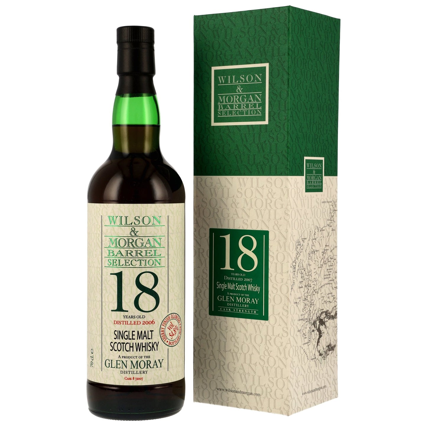Glen Moray 18 2006/2024 - Wilson & Morgan - 1st Fill Oloroso Sherry Finish #72007
