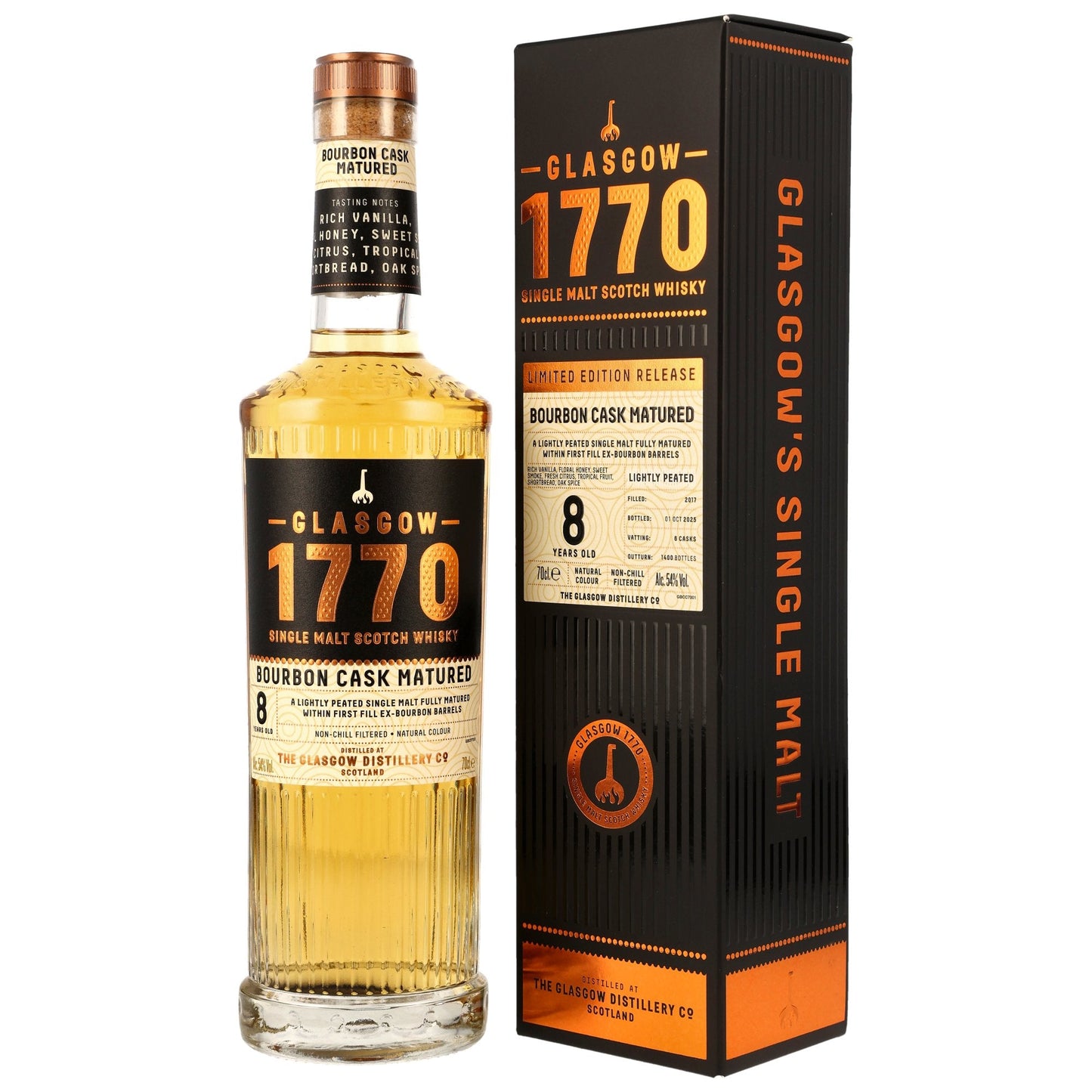 Glasgow 1770 8 2017/2025 - Lightly Peated - 1st Fill Bourbon Casks
