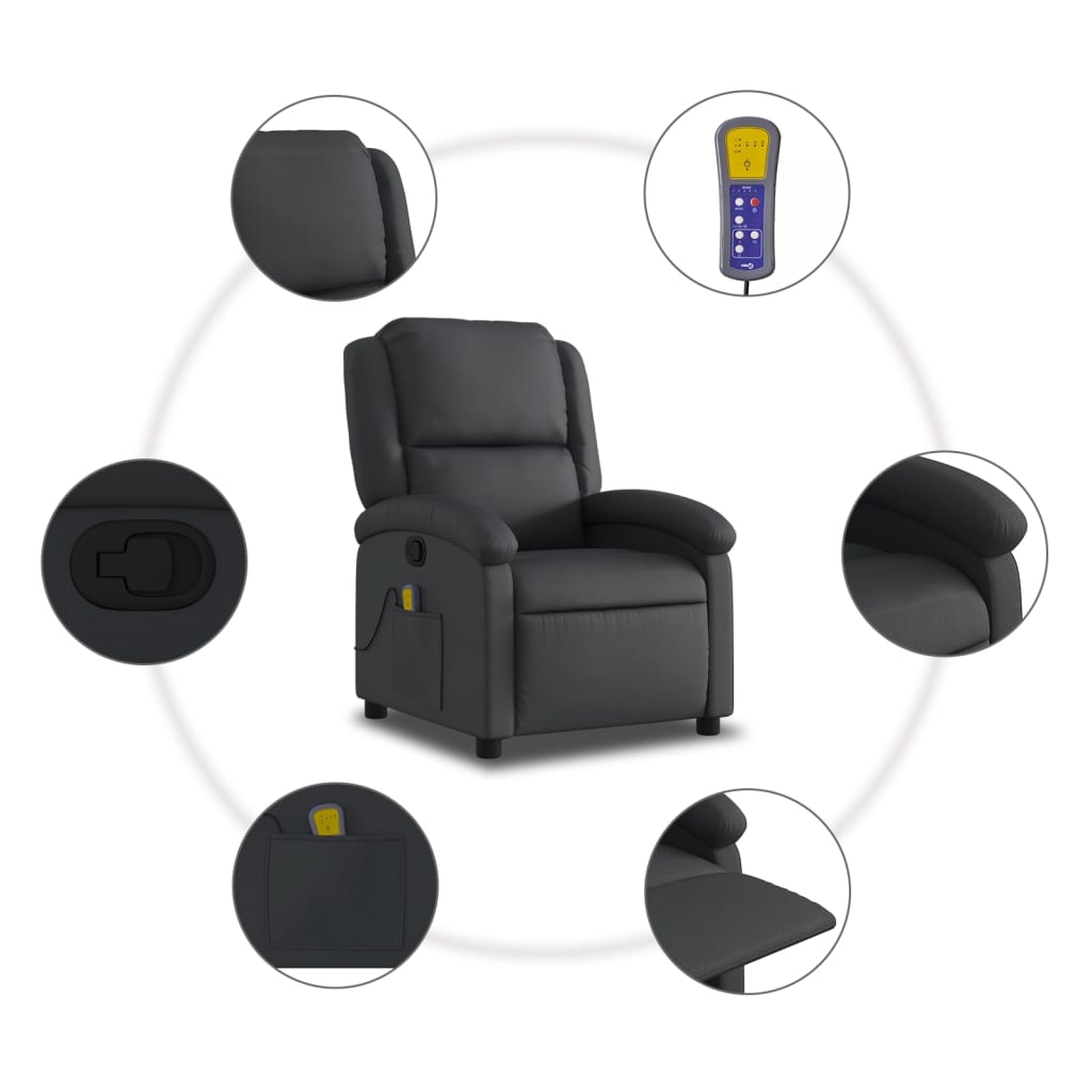 Massage Chair Recliner Genuine Leather Massage Chair Recliner Dark Brown