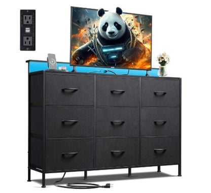 TV Lowboard 120cm mit LED Beleuchtung - TV Board bis 55 Zoll mit Ladestation