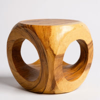 Holz Hocker – Pflanzenhocker Beistelltisch – Modern mit rundem Ausschnitt – Würfelform aus Massivholz – 40x40x40 cm