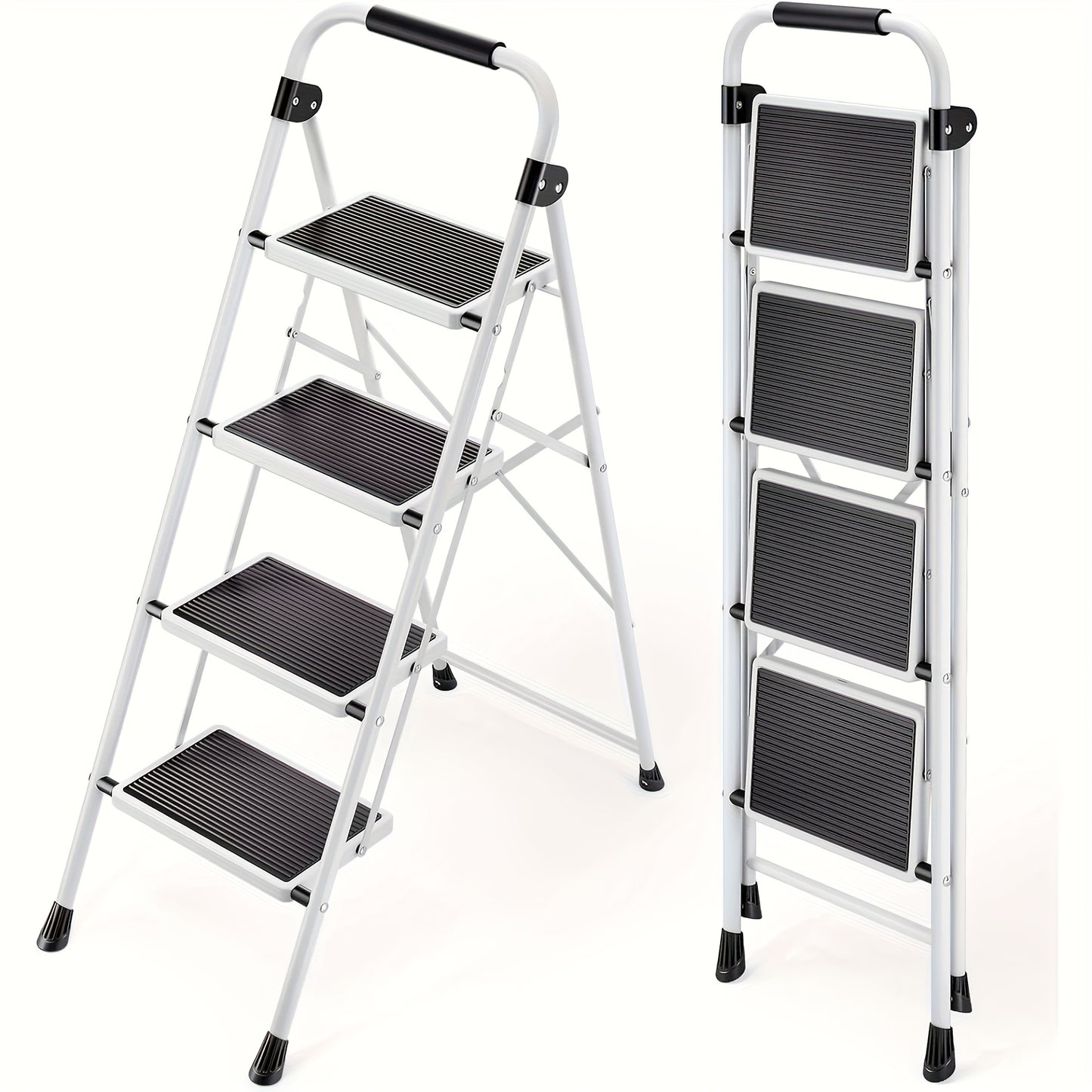 Step Ladder, 4 Sturdy Step Stools, With Anti-slip Pedals And Comfortable Handrails, 330 Pounds Load-bearing Capacity