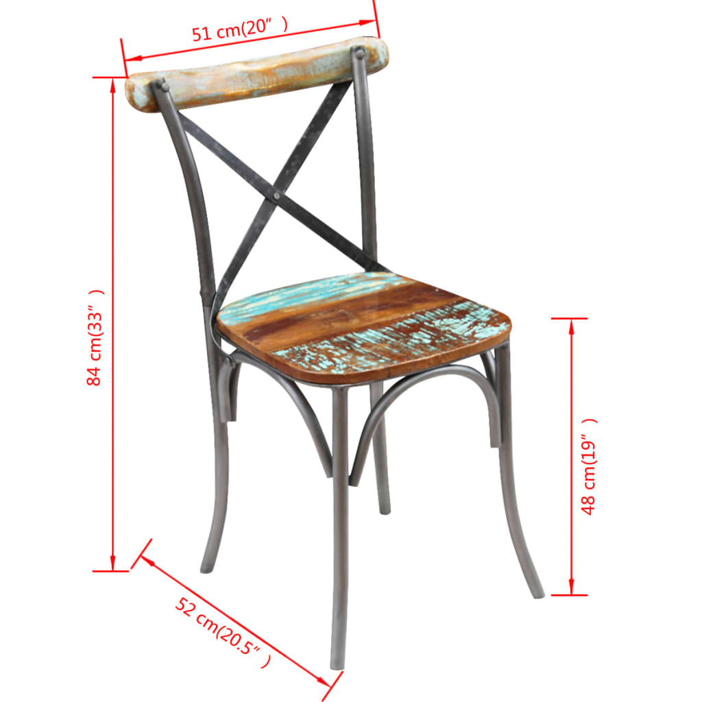Dining Chairs, 2 Pieces, Reclaimed Solid Wood