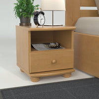 Claudia Kiefer Massivholz Nachttisch Nachtschrank | 1-Schublade und 1 Regal | 100% Bio Kiefer