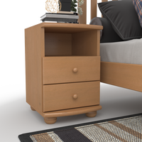 Claudia Kiefer Massivholz Nachttisch Nachtschrank | 2-Schubladen und 1 Regal | 100% Bio Kiefer