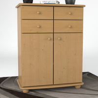 Anika Kommode Sideboard | Anrichte | 2-Türig | 4 Schubladen | 100% Bio Kiefer Massivholz