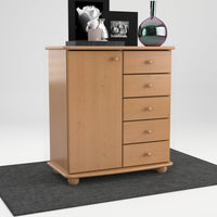 Anika Kommode Sideboard | Anrichte | 5-Schubladen | 1-Türig | 100% Bio Kiefer Massivholz