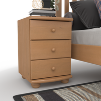 Claudia Kiefer Massivholz Nachttisch Nachtschrank | 3-Schubladen | 100% Bio Kiefer