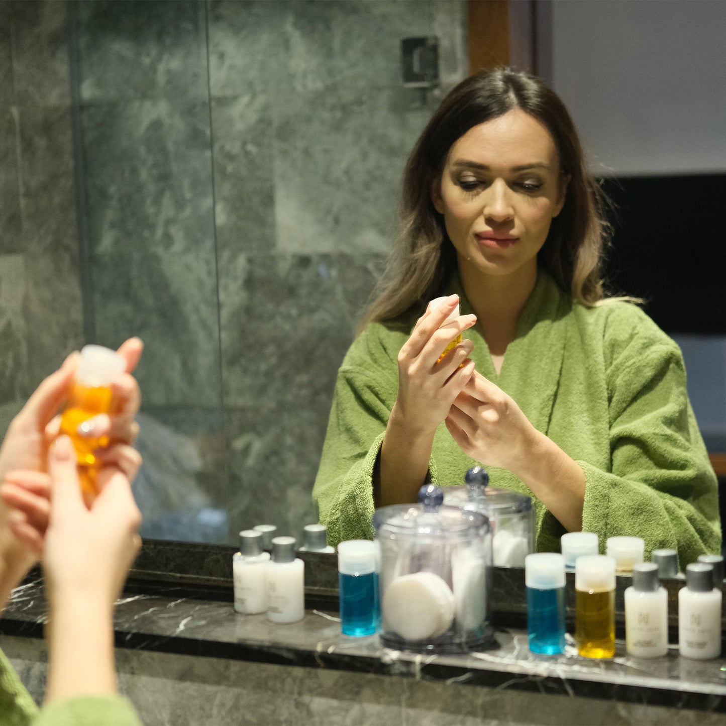 100% Bio-Baumwolle Unisex Bademantel - Olivgrün