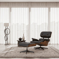 Luxuriöser Relaxsessel mit Ottoman – Zeitloses Mid-Century-Design