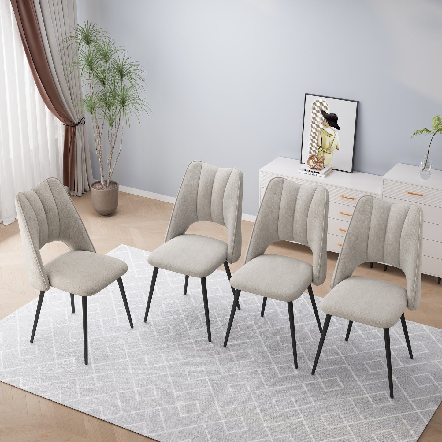 Esszimmerstühle 4er-Set Beige – Modern mit Metallbeinen