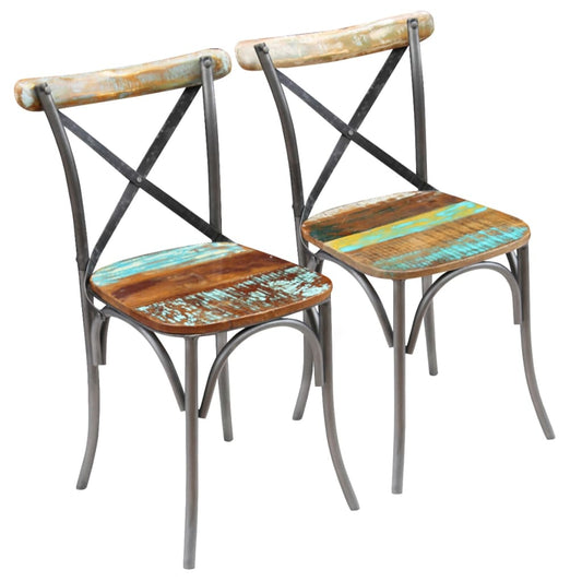 Dining Chairs, 2 Pieces, Reclaimed Solid Wood
