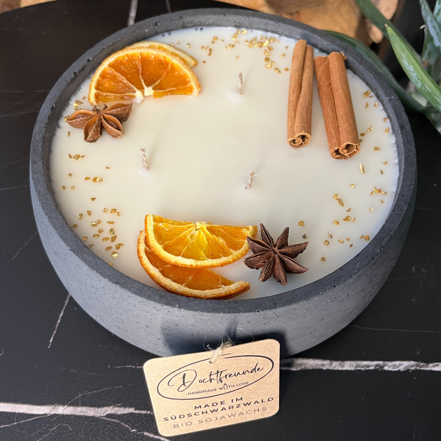 Handgemachte Betonkerze "Big Black"  Duft Vanilla Toffee von DochtFreunde