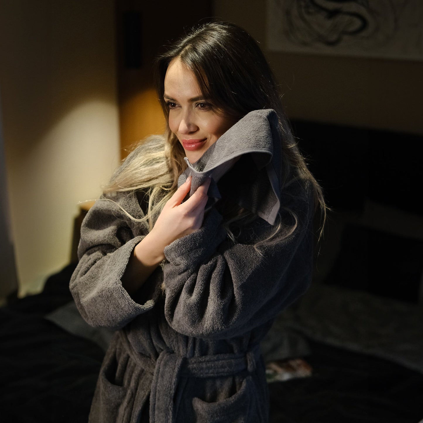 100% Bio-Baumwolle Unisex Bademantel - Dunkelgrau