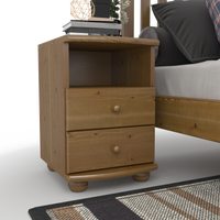 Claudia Kiefer Massivholz Nachttisch Nachtschrank | 2-Schubladen und 1 Regal | 100% Bio Kiefer