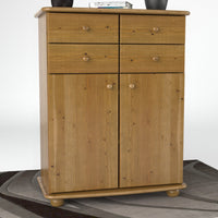 Anika Kommode Sideboard | Anrichte | 2-Türig | 4 Schubladen | 100% Bio Kiefer Massivholz