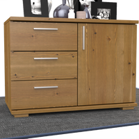 Nobis Kommode Sideboard 1-Türig 3 Schubladen 100% Bio Kiefer Massivholz