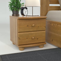 Claudia Kiefer Massivholz Nachttisch Nachtschrank | 2-Schubladen | 100% Bio Kiefer