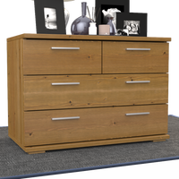 Nobis Kommode Sideboard | Anrichte | 4-Schubladen | 57cm hoch | 100% Bio Kiefer Massivholz