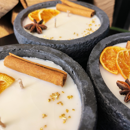 DochtFreunde Beton-Kerzen Set (3x) - Black Cinnamon | Vegan & Handmade
