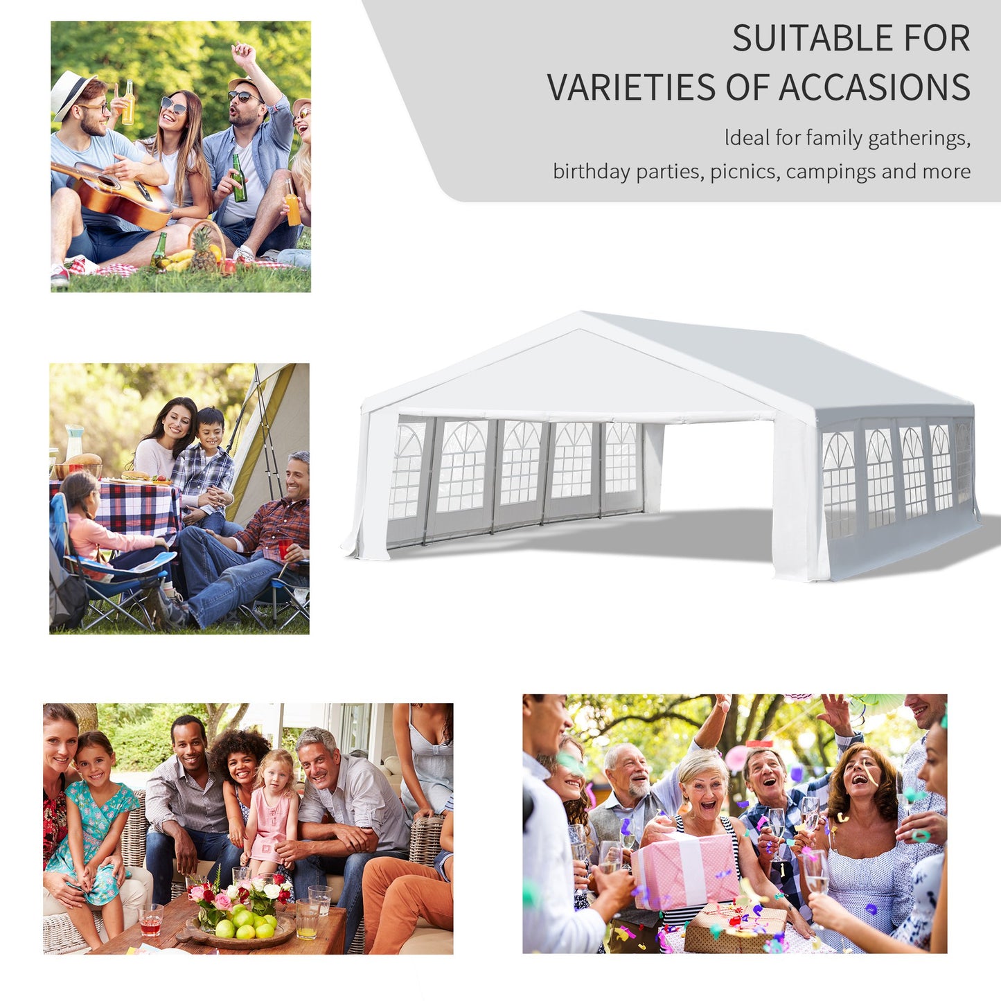 20x32 Heavy Duty Wedding Canopy Event Tent Outdoor Wedding Shelter With Removable Sidewalls Double Doors