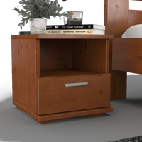 Nobis Kiefer Massivholz Nachttisch Nachtschrank | 1-Schublade und 1 Regal | 100% Bio Kiefer